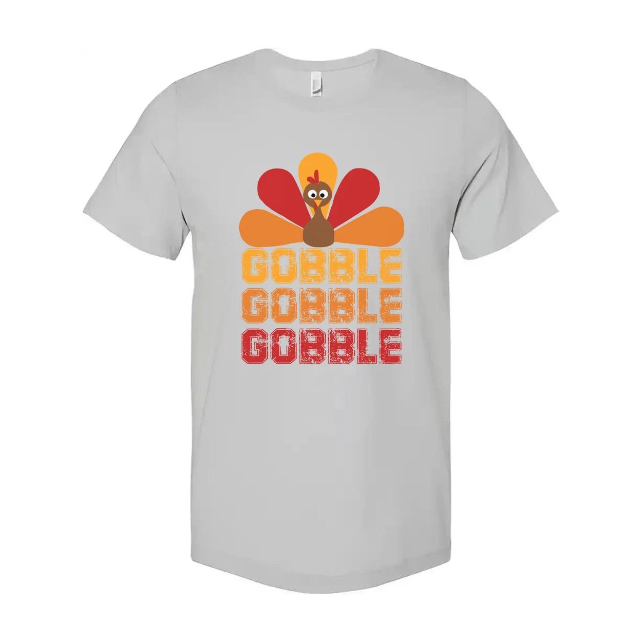 Thanksgiving Unisex T Shirt Turkey Graphic With Gobble Gobble Gobble Text Design 4XL