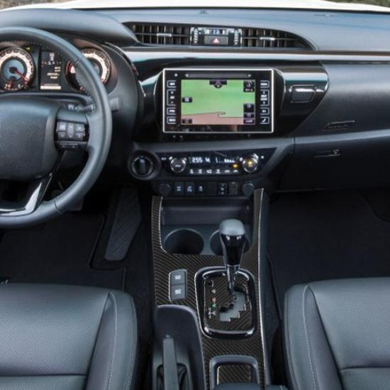 3Pcs Carbon Fiber Interior Console Gear Shift Cover Trim For Toyota Hilux