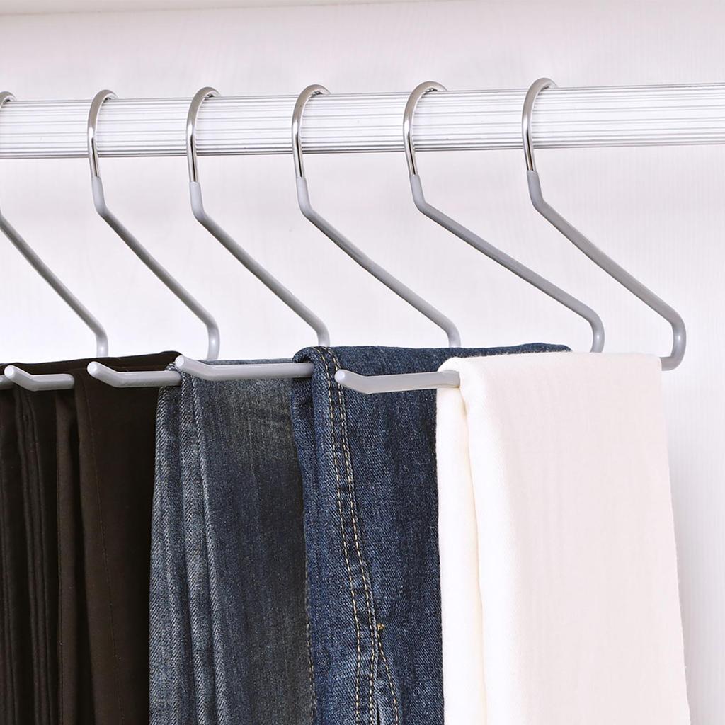 SONGMICS Pack of 20 Metal Trouser Hangers with Open End and Non-Slip Coating, Space Saving, 38 cm Wide, Grey