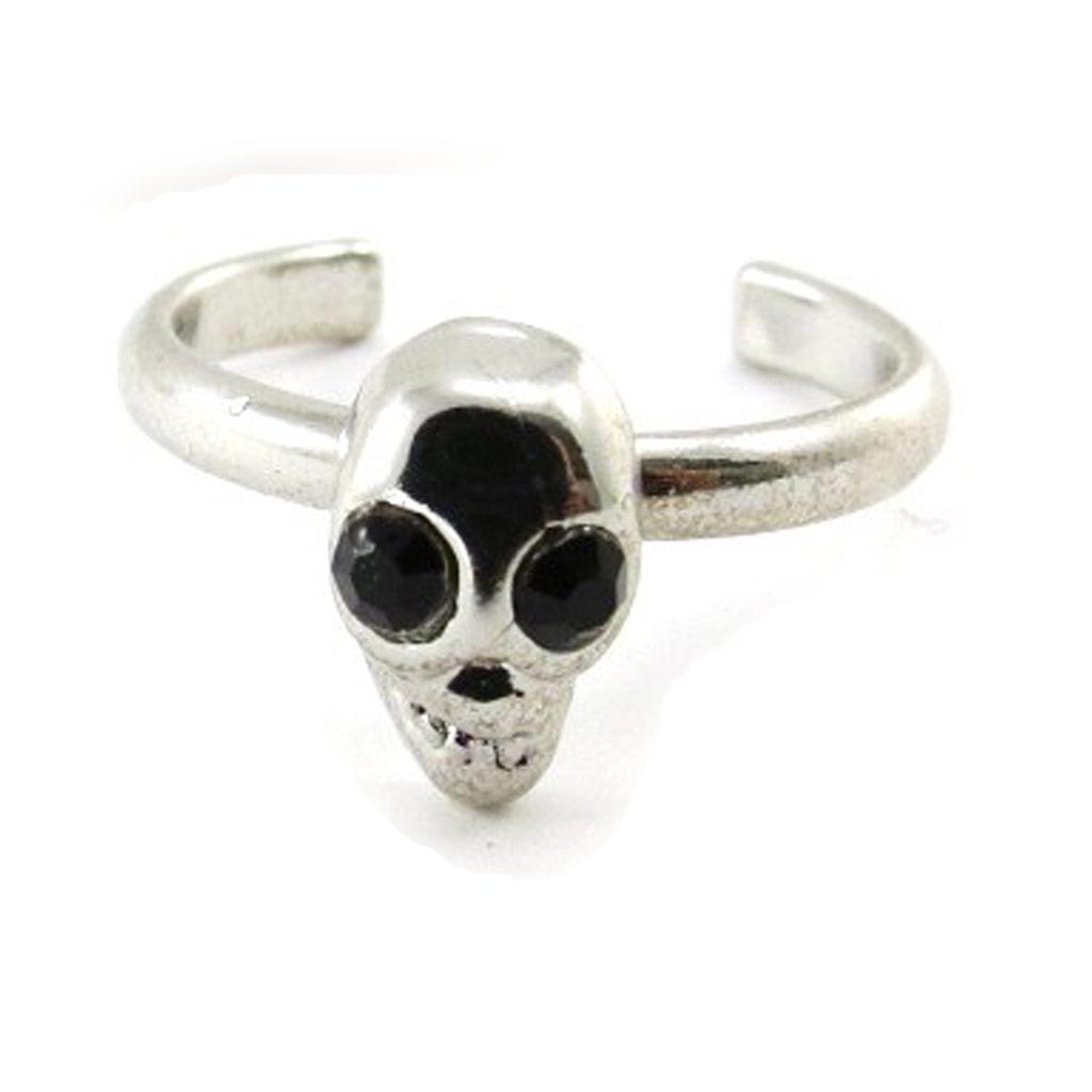 Les Trésors De Lily [J1102] - Black Silver 'Skull' Foot Ring