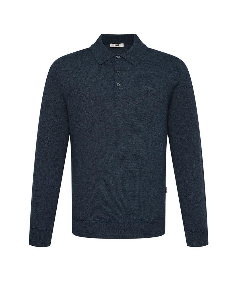 DAKS SHIRTS 100% Wool Washable Collared Knit Regular Fit Navy_Dma1Swtl150N1