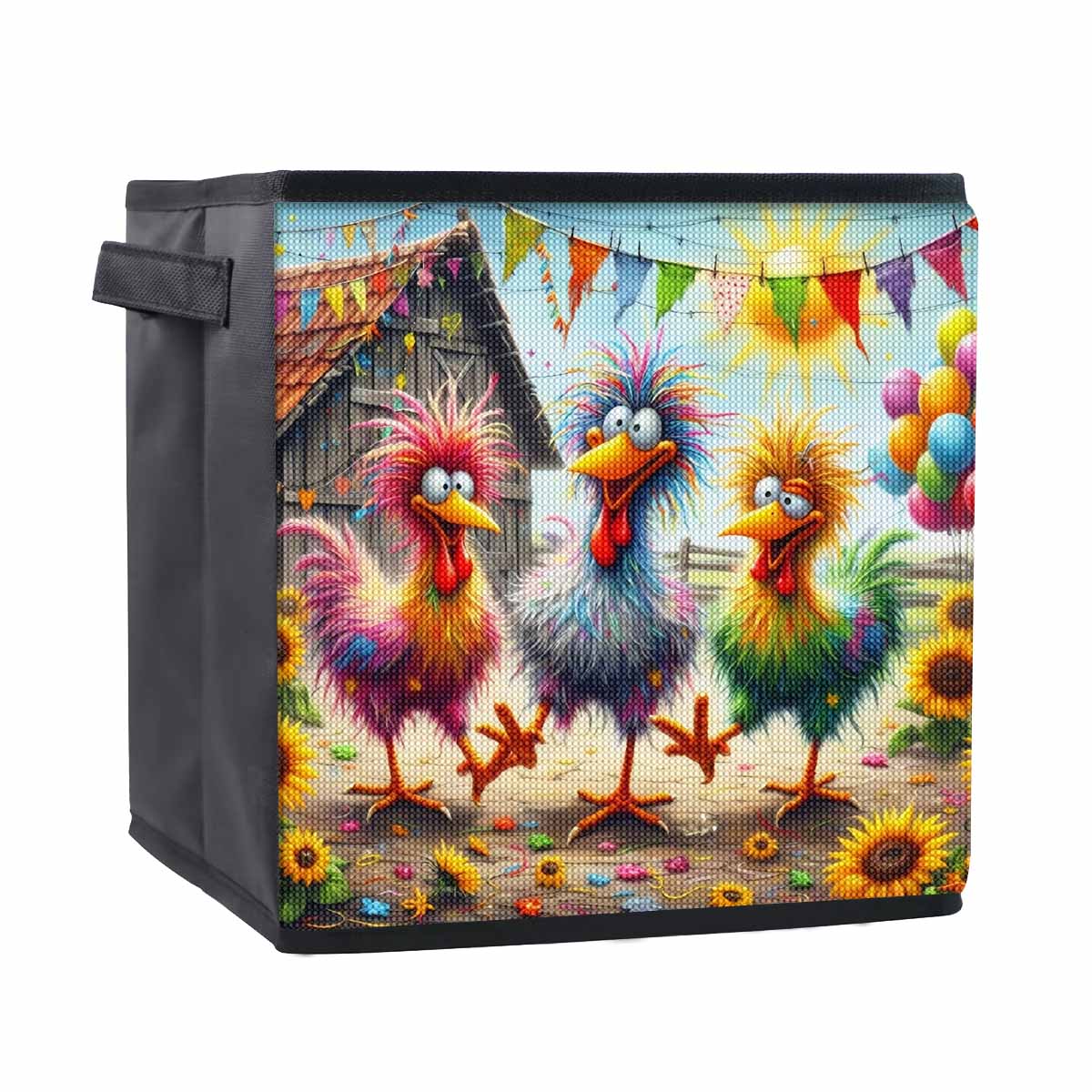 

Three Chickens on The Farm 5D Diamond Painting Storage Basket Full Round Drill Mosaic Diamond Embroidery Cross Stitch Kits Home Decor Home Decor 25cmx25cm