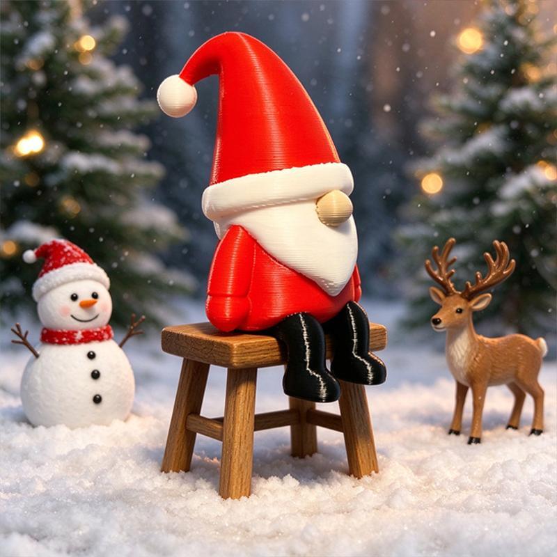 2Pcs Cute Sitting Christmas Decoration Christmas Santa Claus Figurines For Shelf Mantel Table Desk Home Office Holiday Decor
