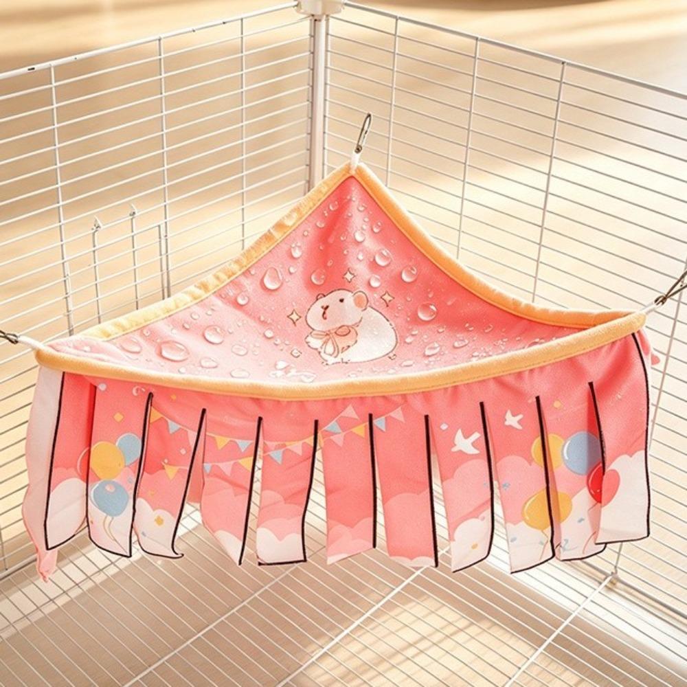 Triangle Shape Double Layer Tassel Nest Soft Comfortable Pet Hammock Hamster Corner Nest Rabbit