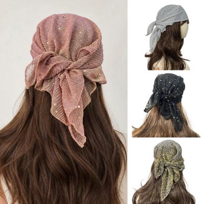 Pailletten-Kopftuch Mehrzweck-Turban-Kopfband Quadratisches Tuch Verstellbarer Riemen Bohemian-Stil Kopfumhüllung
