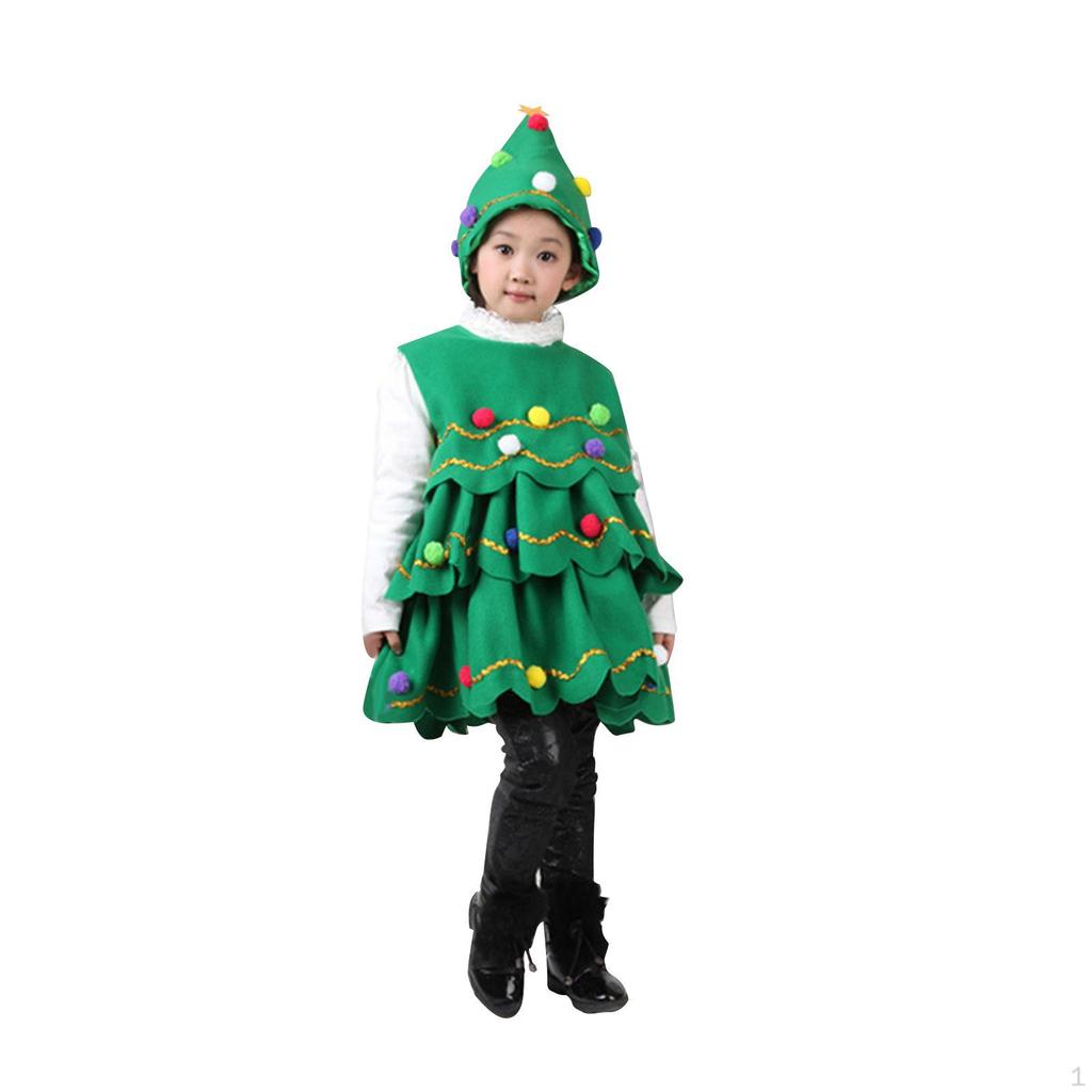 Creative Christmas Costume Outfit Xmas Tree Clothes Photo Props Halloween with Hat Children Cosplay