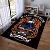 "Harley Davidson Eagle Fire Motorcycle Printed Black Carpet Decor" Suitable for use as an anti-slip for living room bedroom sofas