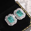 925 Silver Plated Light Green AAAA Zircon Earrings for Ladies Stylish Geometric Jewelry Party Earrings Wedding Gift