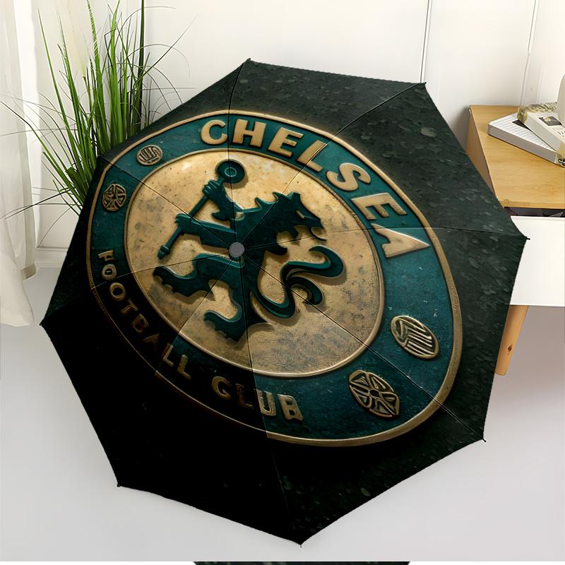 Parasol z nadrukiem Chelsea F.C. Automatyczne otwieranie i zamykanie, Przenośny składany parasol, na zewnątrz, do dojazdów, na wycieczkę kempingową, Idealny prezent urodzinowy