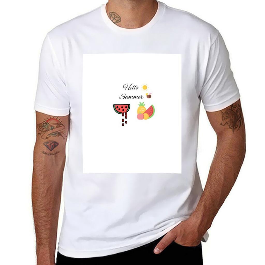 Hello Summer Watermelon TShirt Large Size Casual Short Sleeve Top