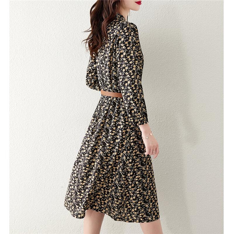 Elegant Belted Floral A-Line Dress