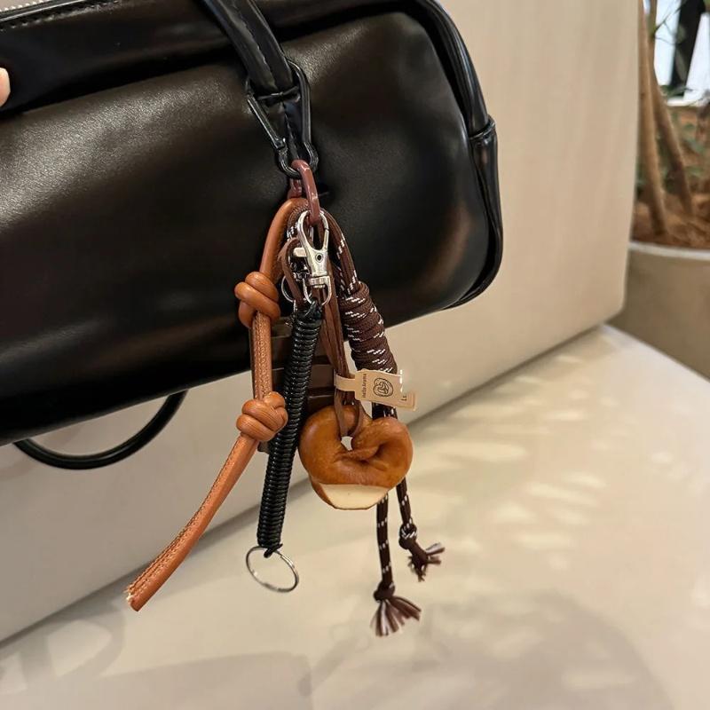 Braided Rope Bag Pendant High-Grade Keychain Pendant Cute Miu Series Alkaline Water Bread Bag Pendant Chocolate Pendant