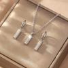 Luxurious and Elegant Cylindrical Pendant Earrings and Necklace Set, Elegant and Grand Women's Water Drop Clavicle Chain, Bridal Wedding Jewelry