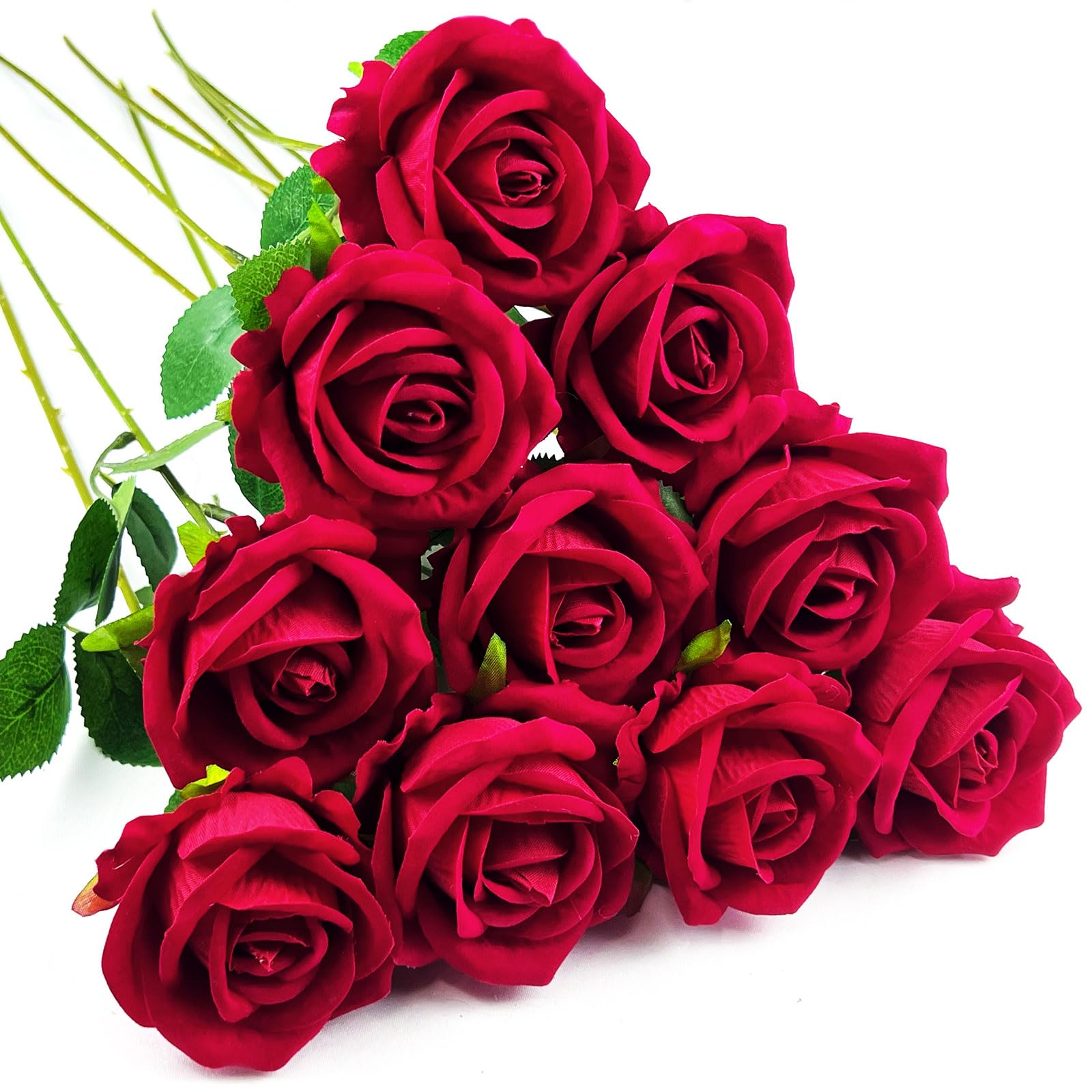 

DECEED Искусственный Набор Дневной Цветок Диаметр 7см х Длина 50см Розы, 10, Букет, Букет на День святого Валентина, День матери, Свадьба, День рождения, (блестящий