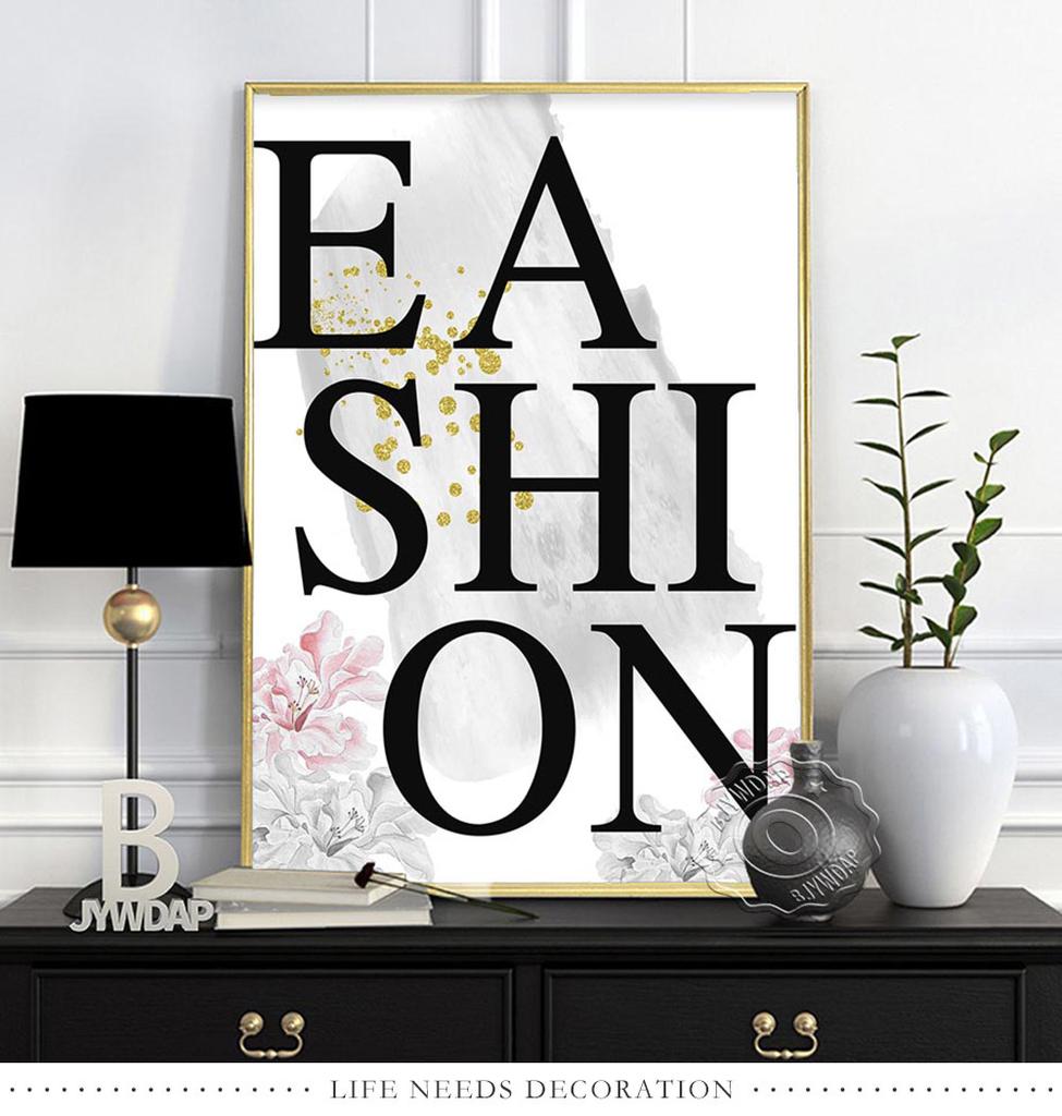 Fashion Illustration Watercolor Floral Prints Art Poster, Flowers Paris Perfume Canvas Painting, Minimalist Wall Decor Girl Gift No Frame