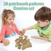 28 Kafelków Blok Kołdry Domino Set, Drewniane Grawerowane Domino Gra Dla Dorosłych