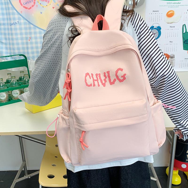 Schoolbag Schoolbag Junior High School Girls Ins Niche Letters Simple and Versatile Japanese Dopamine High School Students Large Capacity Backpack