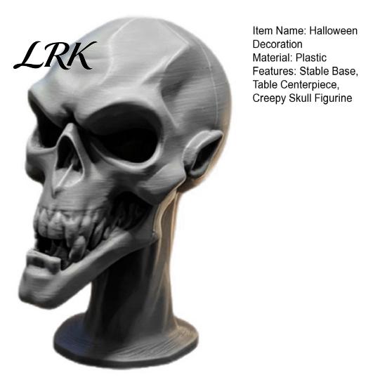 Seasonal Fireplace Decorations 3D Printed Skull Statue, Halloween Creepy Figurine, Gothic Table Matte Black Decor Centerpiece, Spooky Ornament