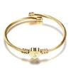 Stylish Women's Bracelet: Stainless Steel Peach Heart with Braided Cable and European-American 26 Letters Design