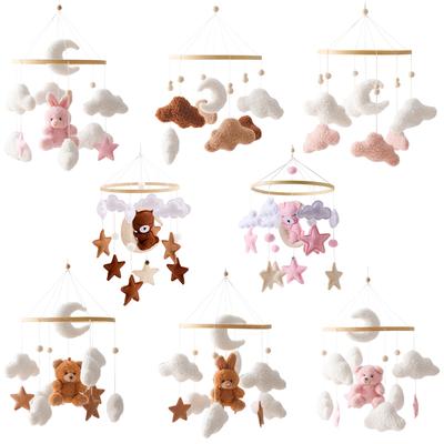 Baby Bettglocke Rasseln Spielzeug Kinderbett Mobile Weiches Filz Rosa Hase Hängendes Rasseln Spielzeug Neugeborenen Aufhänger Kinderbett Mobile Spielzeughalter Kinder Geschenke