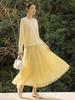 Feiyuan Women's Versatile Pleated Mesh Midi Skirt - Early Spring, Breathable, Large Hem, Commuter Style.