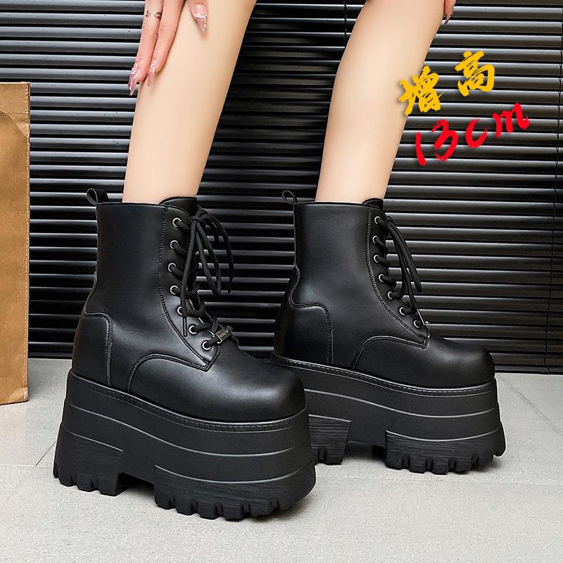 13cm Ultra-high Platform Women's Ankle Boots Fashion High Quality Leather Short Boots Halloween Cosplay Womens Boots Botas Mujer