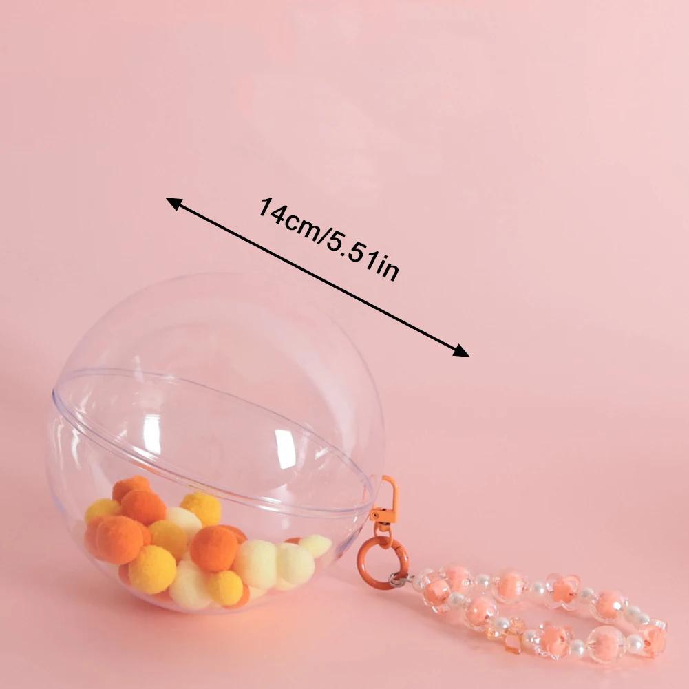 Small Doll Storage Bag Outdoor Doll Bag Keychain Portable Carrying Case Transparent Doll Display Bag with Plush Ball