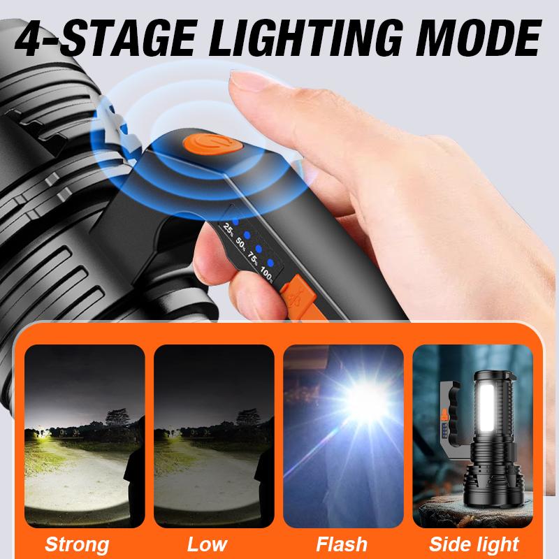 Outdoor handheld light searchlight portable flashlight high-power dual beam hanging light LED long-range construction site emer