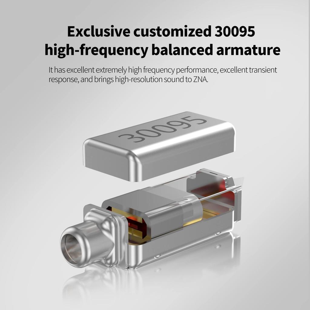 Yinyoo KZ ZNA Hybrid HIFI Earphone Equipped with 12mm Compound Dynamic 30095 Balanced Armature Upgraded High Purity Cable Design Noise Canceling