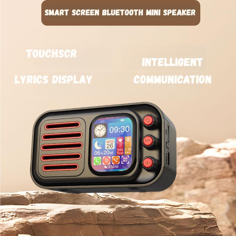 Tragbarer, kabelloser Bluetooth-Lautsprecher für Zuhause, im Freien, Handheld, Desktop, Songtextanzeige, Touchscreen, Wecker, Zeitanzeige
