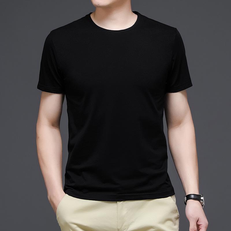 Tricou casual din bumbac slim fit pentru bărbați - Culoare uni, Gât rotund, Mânecă scurtă, Perfect pentru vară