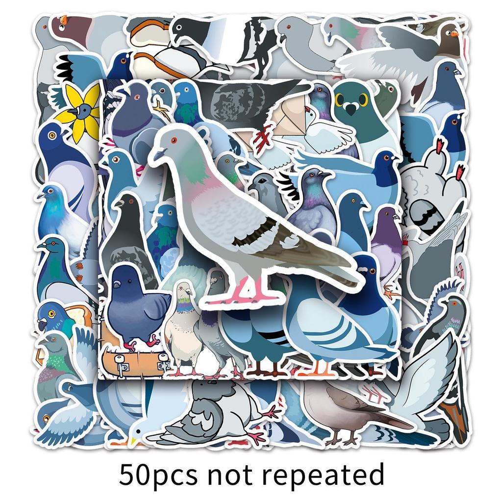 50 Cartoon Tauben Graffiti Aufkleber: Wasserdicht, Tierdesign, DIY für Kinder, Skateboards und Koffer