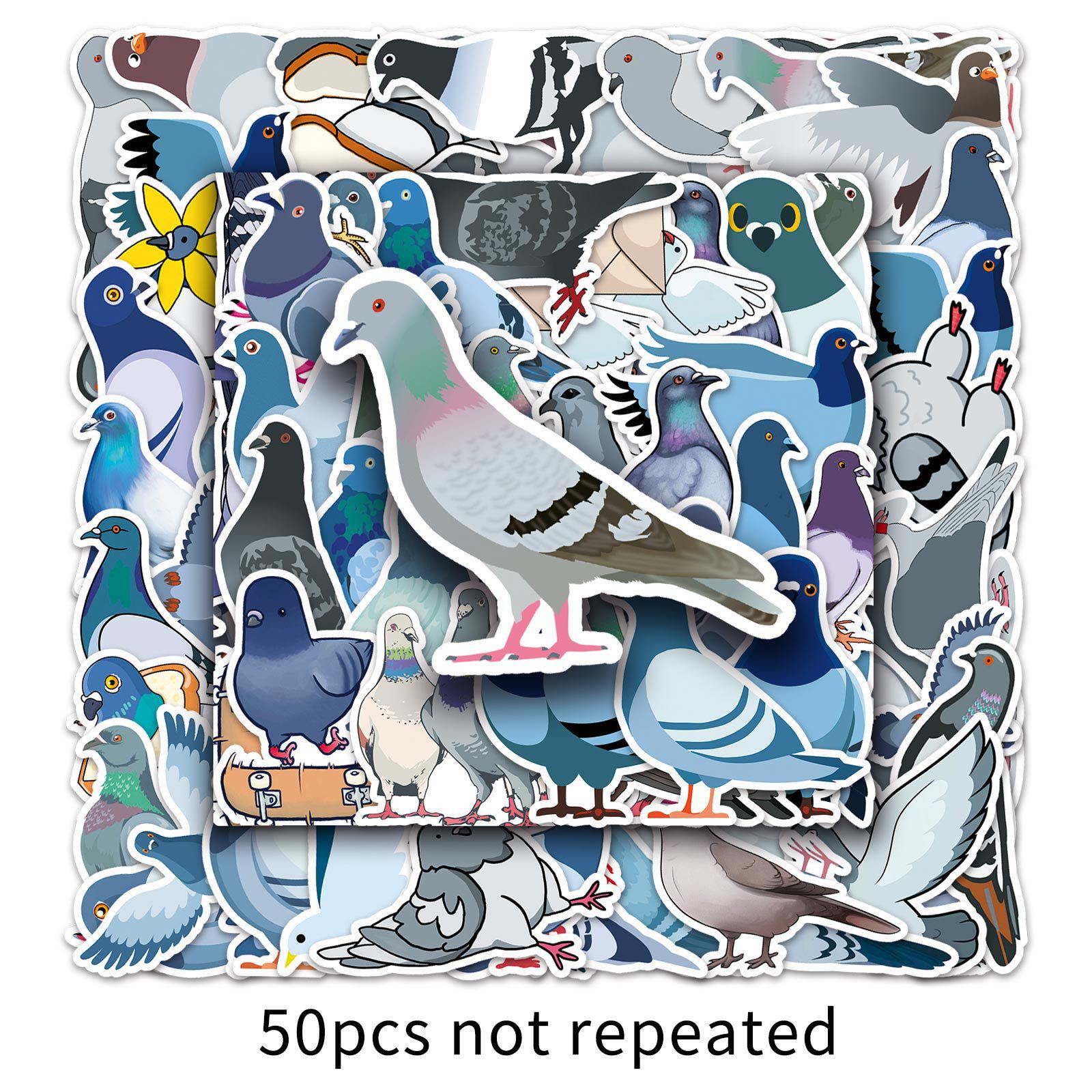 

50 Cartoon Pigeon Graffiti Stickers: Waterproof, Animal Design, DIY for Kids, Skateboards, and Suitcases