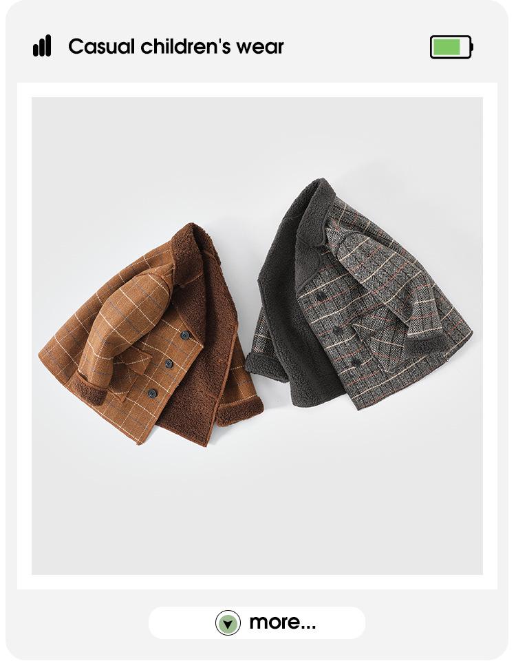 Brand Winter Boys' Lamb's Wool Overcoat - Thickened, Warm Velvet Coat