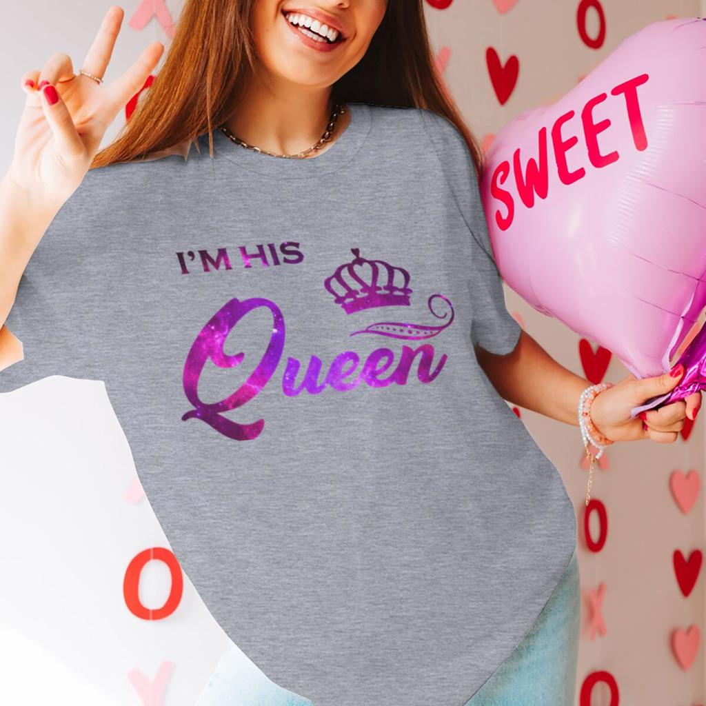Vintage Starry Sky Style Im His QueenHer King T Shirt Women Men Fashion Crown Matching Tshirt Sweet Valentine Gifts Tshirts