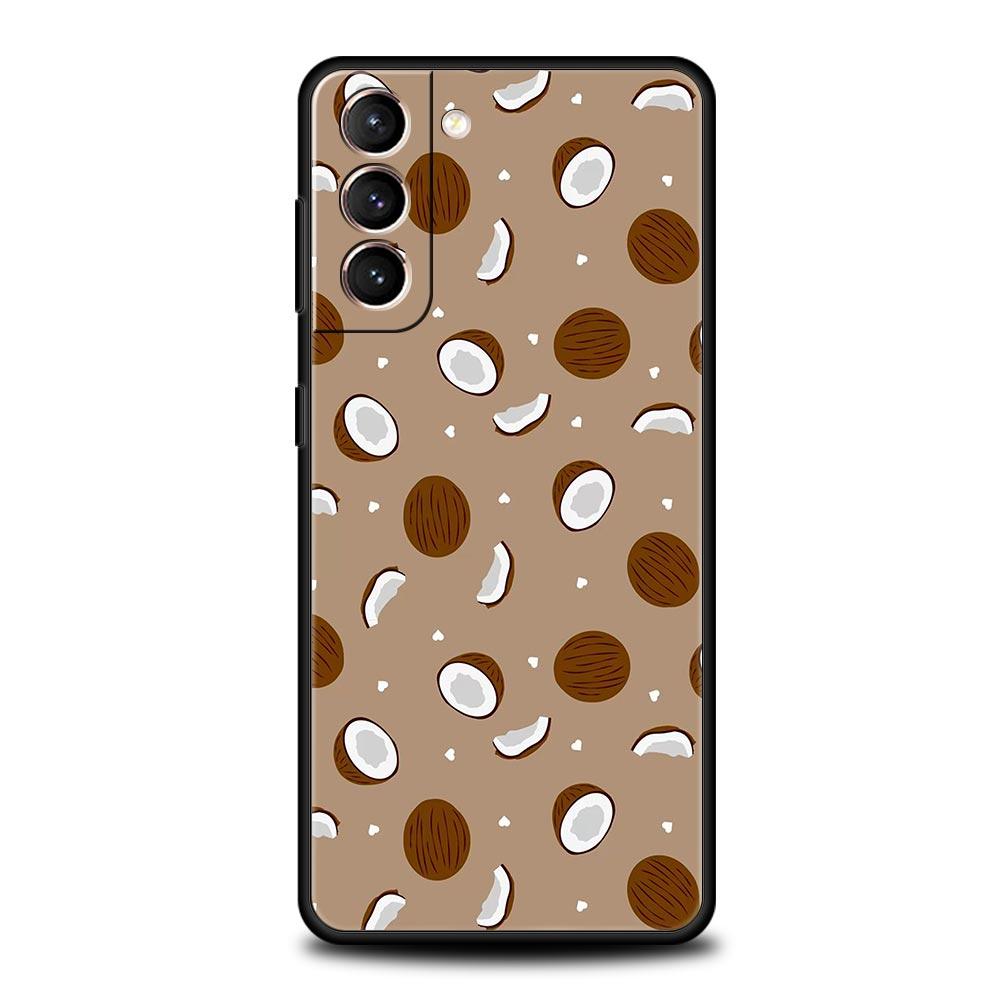 

Summer Coconut Soft Phone Case For Samsung Galaxy S25 Edge S24 Plus S23 FE S22 S21 S20 Ultra 5G S10 Black Protect Cover Samsung S10 Plus