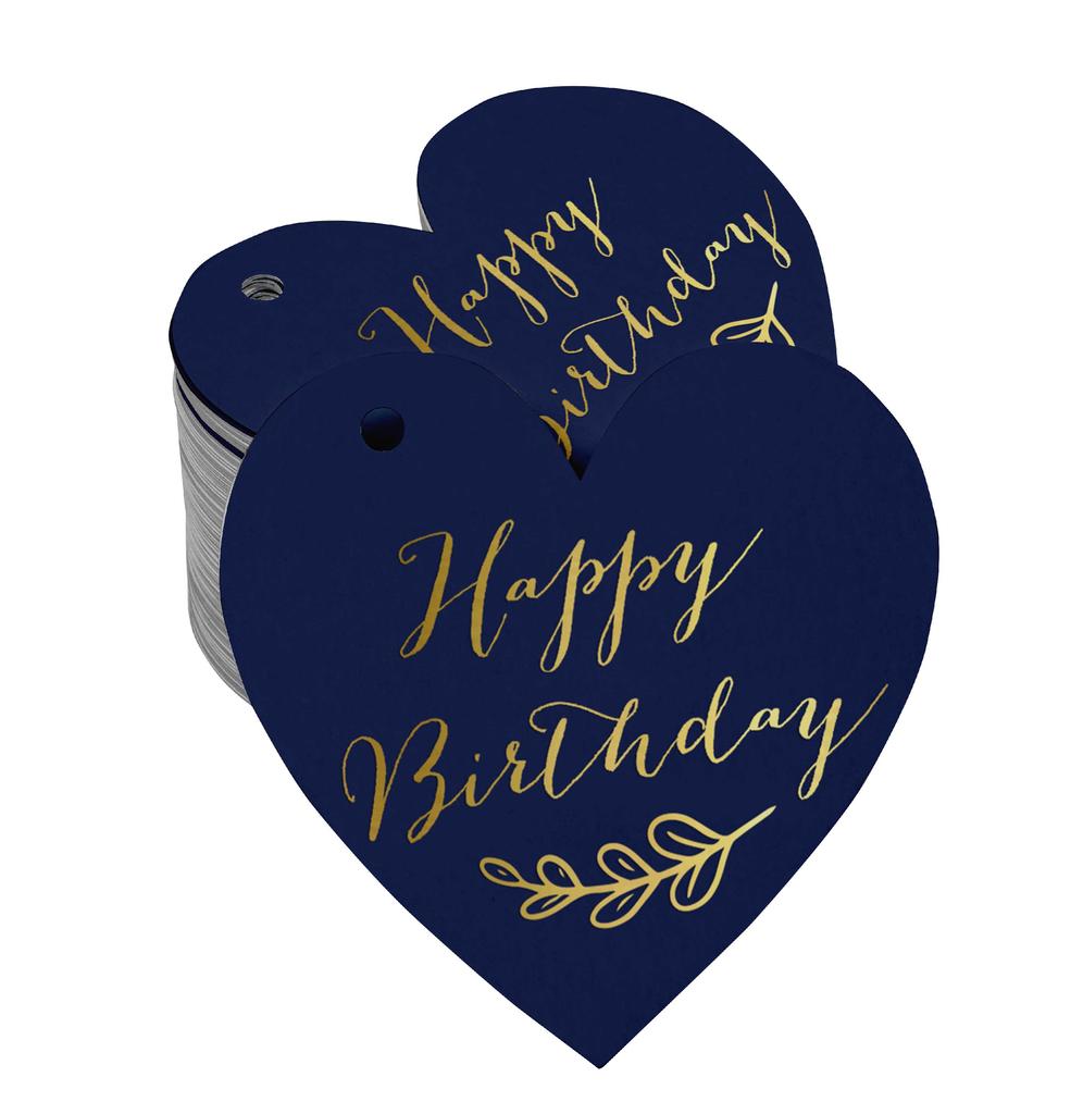 Inkdotpot Happy Birthday Bottle Tag Real Silver Foil Favor Hang Tag 100 Pack