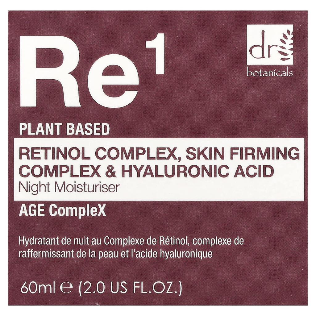Dr. Botanicals, Re1, Retinol Complex, Skin Firming Complex & Hyaluronic Acid, Night Moisturizer, 60 Ml (2 Fl Oz)