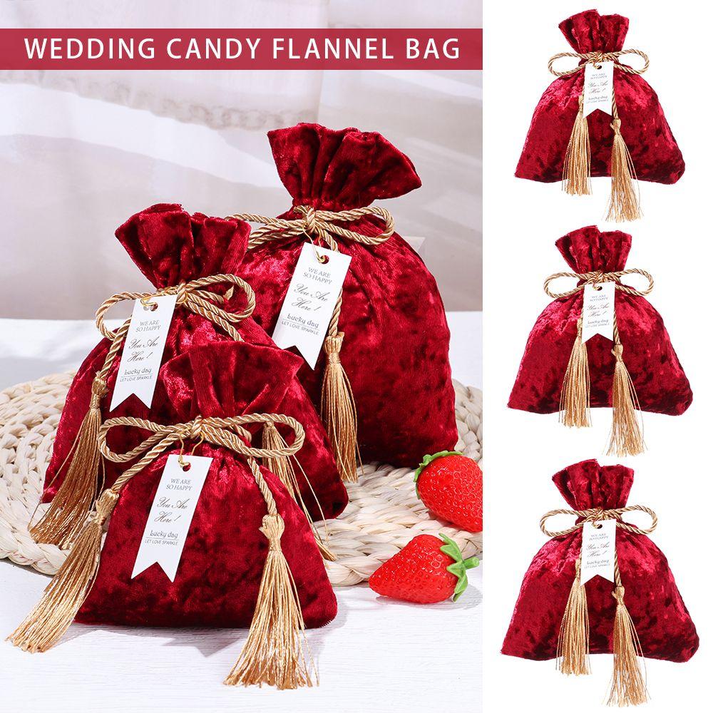 Velvet Cloth Drawstring Tassel Bag Velvet Candy Box Gift Bags Candy Storage Pouches Wedding Birthday Party Jewelry Organizer
