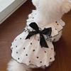 Heart Print Pet Dress With Bow, Breathable Cotton Dog Cat Clothes, Adjustable Pet Outfit With D-Ring