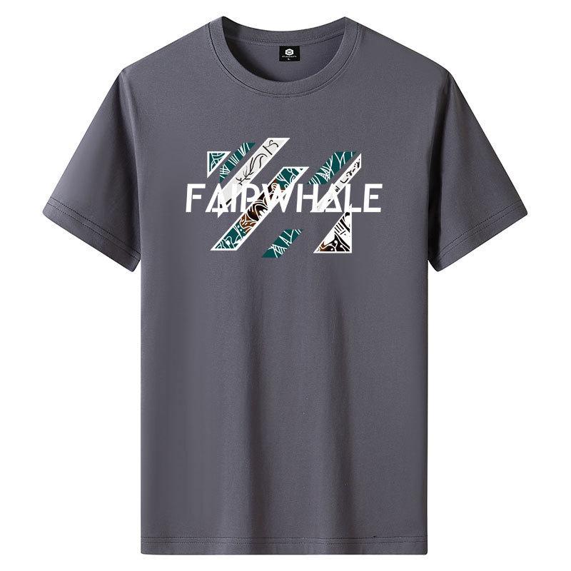 Faipwhale M-6XL Pure Cotton Mens Short-sleeved T-shirt Round Neck Boy Casual Tee Shirt