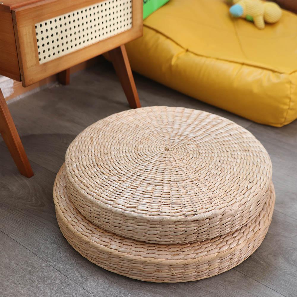 Japanese Style Natural Straw Futon Cushion Round Floor Mat Retro Tatami Cushion  Living Room