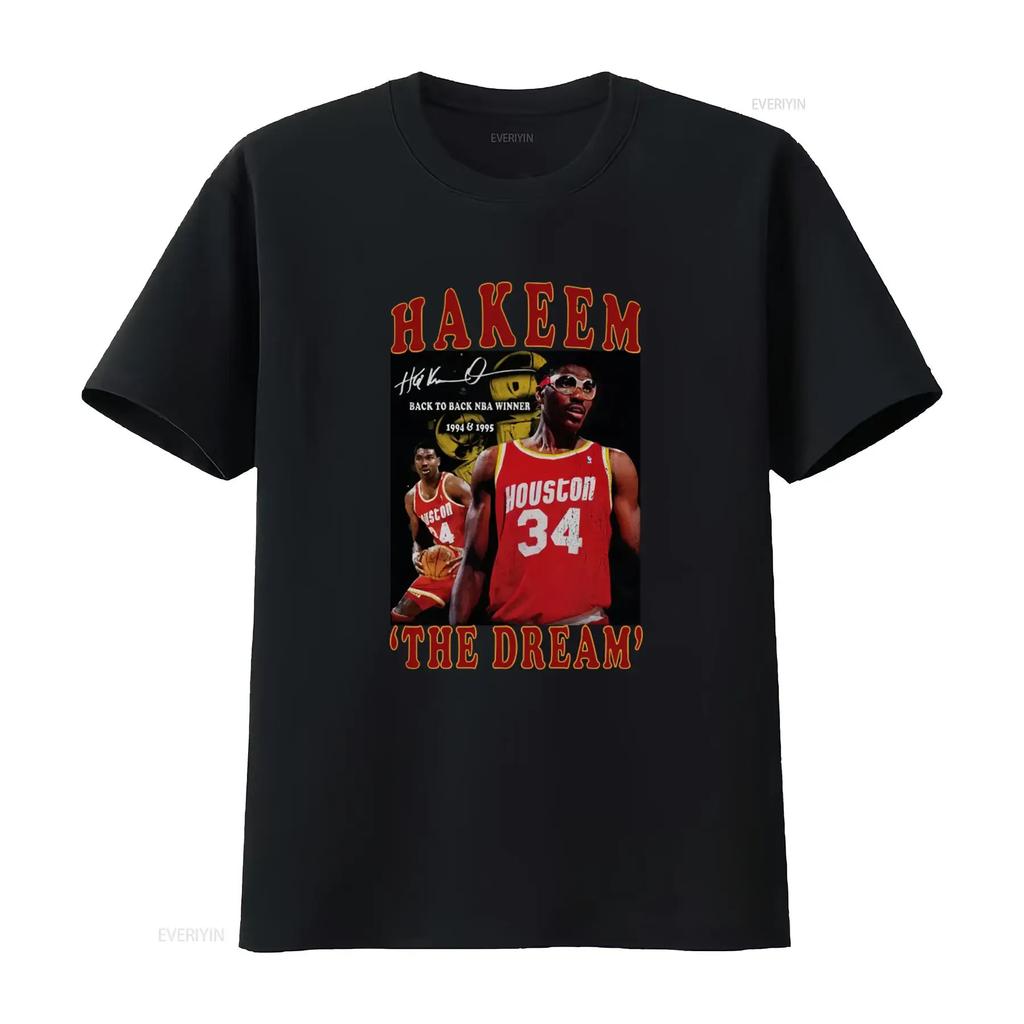 Hakeem Olajuwon Houston Basketball Player Vintage T Shirt S 5XL graphic Slightly Breathable