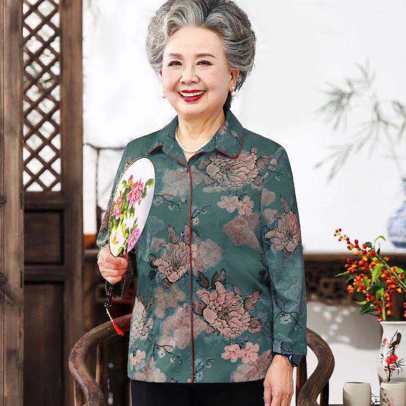 

YUZHAOLIN Women s Elderly Spring/Autumn Collared Shirt XL