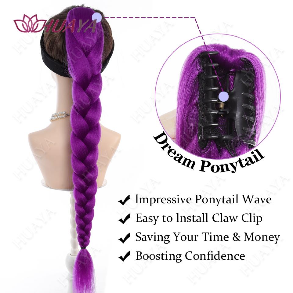 Estensioni Coda di Cavallo Sintetiche Lunghe Intrecciate Viola Capelli Rumi Acconciatura Pinza Artiglio Parrucca per Capelli per Donne o Bambini Costume per Natale