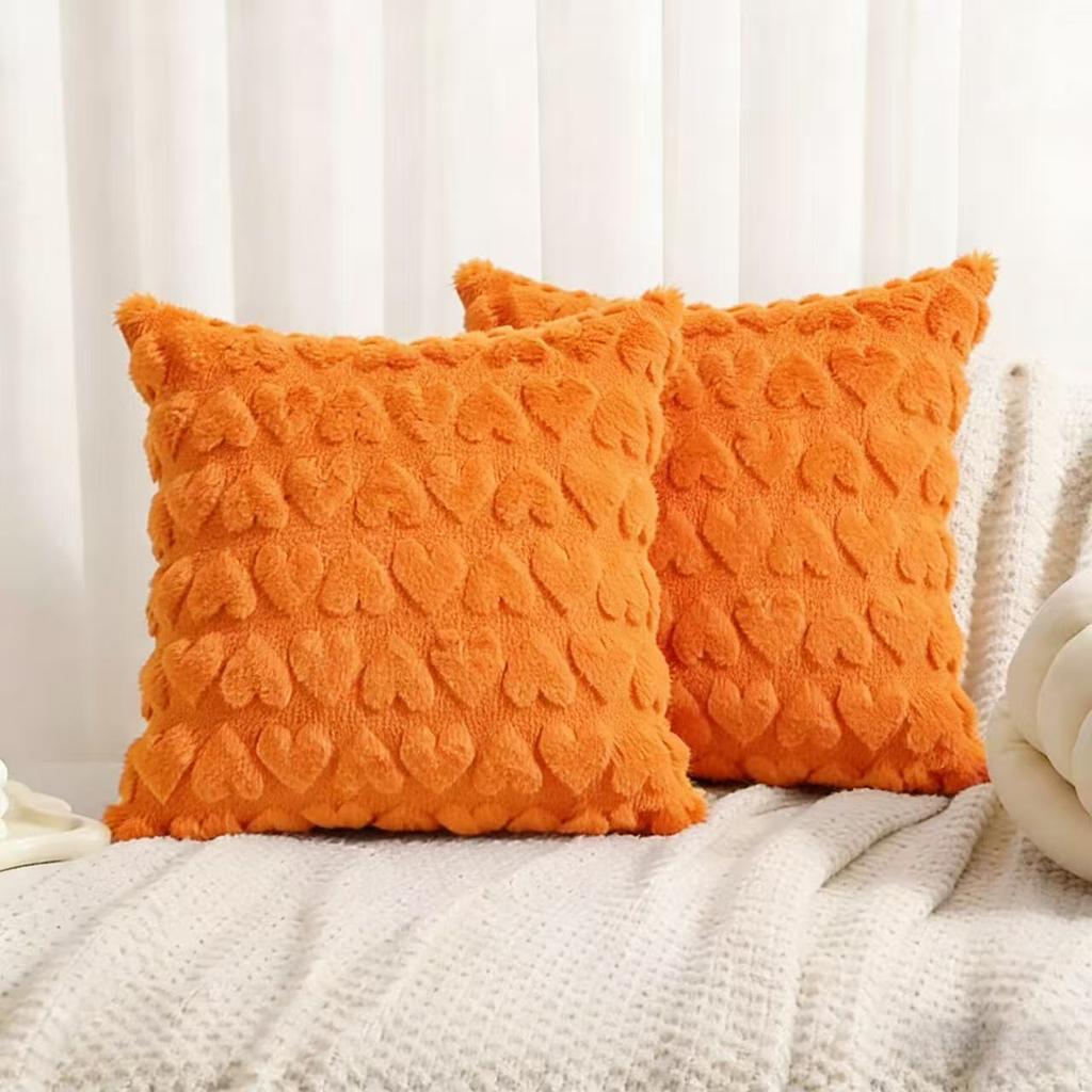 2-piece Set of Plush Throw Pillow Covers with Heart-shaped Patterns, 18 X 18 Inch Soft and Fluffy Cushion Cover, Comfortable Dec