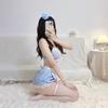 Sex Lingerie Cute Milk Blue Maid Cosplay Split Suit Pure Lust Straps Woman