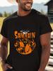 Men'S "Samhain" Graphic Tee - Casual Black Cotton T-Shirt with Orange & Yellow F