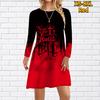 Women Casual Dress Letter Cross Print Dresses For Women O-neck Short Sleeve Dress Plus Size