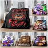 Cartoon-Bär Animatronic Horror-Charakter Druck Flanelldecke Roter Spritzer Text Schwarzer Hintergrund Weiche Überwurfdecke Sofa Schlafzimmer Heimdeko Decke